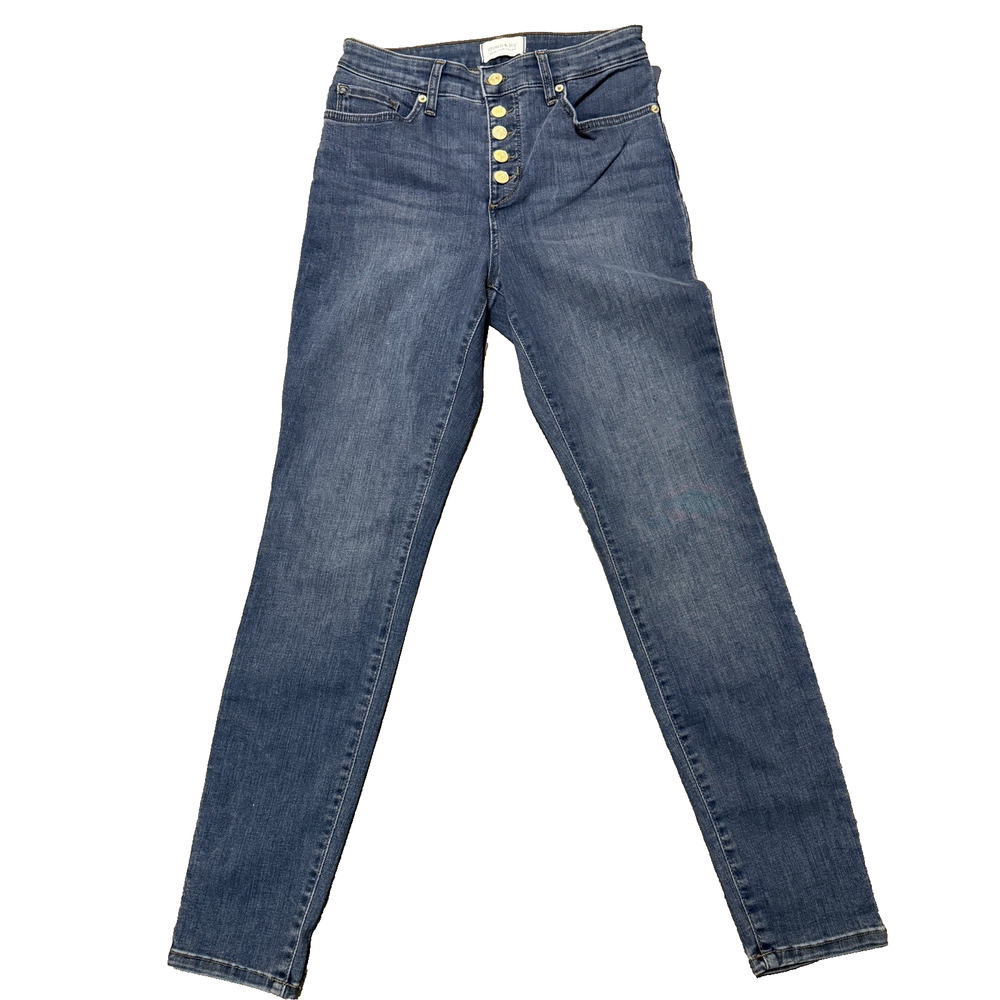 Crown & Ivy Women’s Jeans Size 6 Blue Med Wash Button Fly High Rise Skinny New